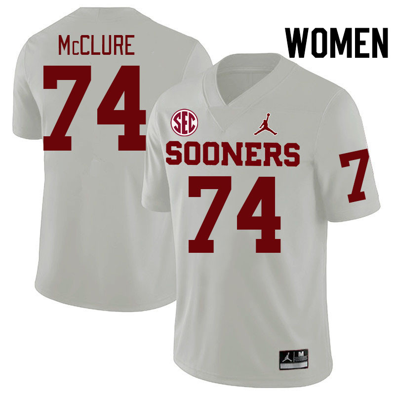 Women #74 Evan McClure Oklahoma Sooners 2024 SEC Conference College Football Jerseys-White